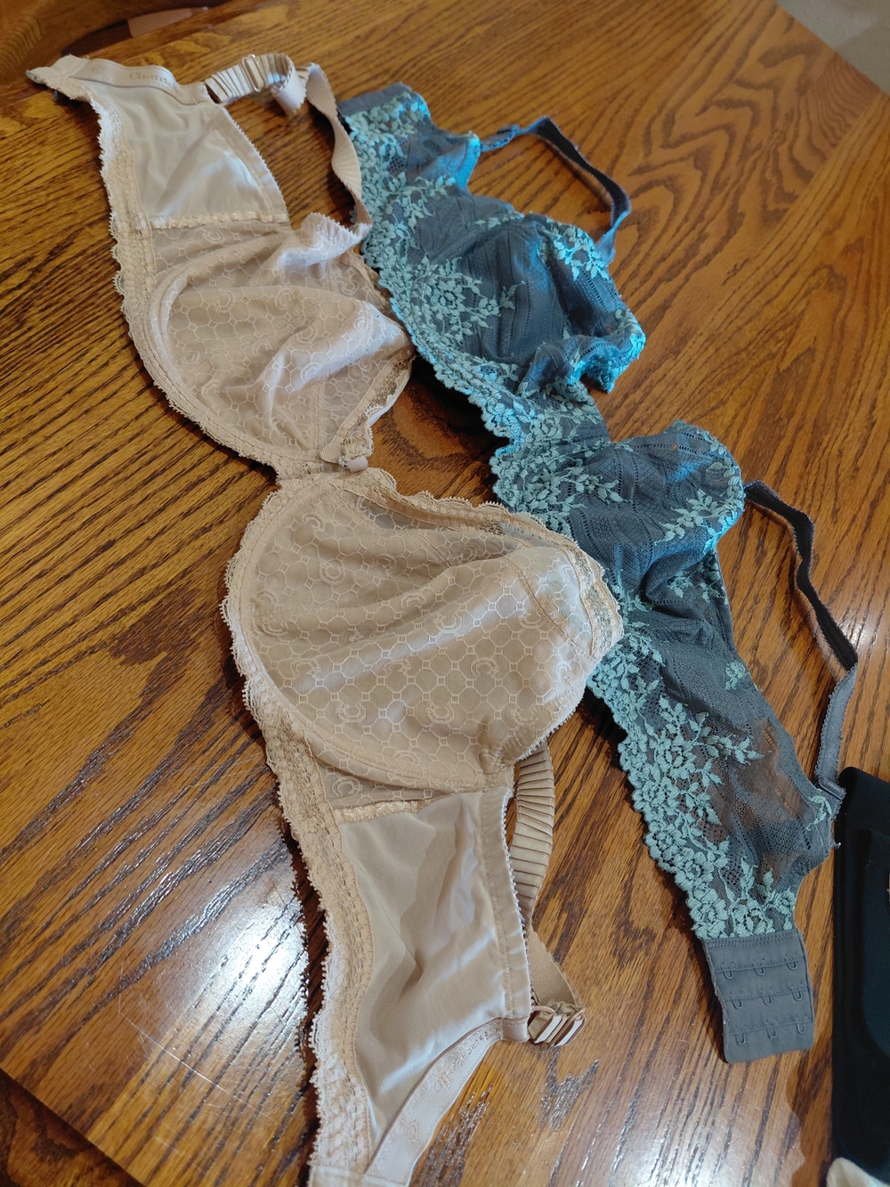 Beige and Teal Lace Underwire Bras - Women Intimates